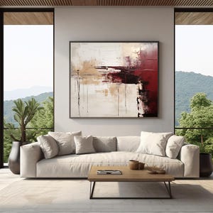Beige, burgunderrot und goldfarbene moderne abstrakte Kunst Wandbild Digitaldruck für Leinwände und Poster