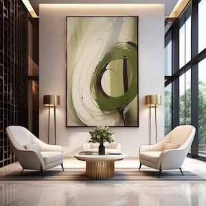 Modern abstracte muurkunstprint: olijfgroen, beige en zwart (digitale download)