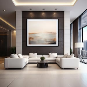 Ruhige Landschaft Teichblick Moderne Zeitgenössische abstrakte Kunst Gemälde Digitaldruck für Leinwände und Poster