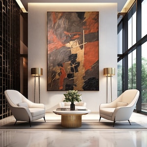 Moderne abstrakte Kunst in Braun, Rost und Gold, Wandbild als Wandbild für Leinwand und Poster