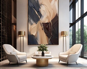 Modern Contemporary Digital Art: Camel Tan, Black & Dark Burgundy (Digital Download)