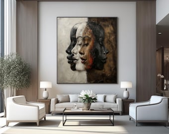 Impresión artística abstracta de mujer negra: rostros de belleza negra moderna (descarga digital)