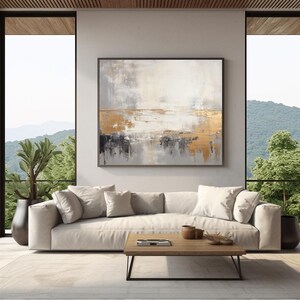 Cinza, bege e dourado, pintura de arte de parede abstrata moderna contemporânea, download de impressão digital para telas e pôsteres