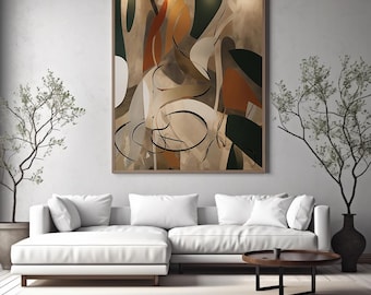 Abstract Wall Art Print: Bronze, Beige, Rust, Mustard (Digital Download)
