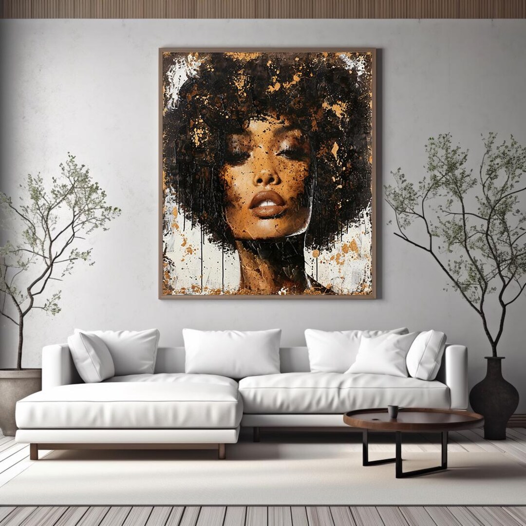 Beautiful Black Woman in the Abstract Modern Abstract Wall Art Painting ...