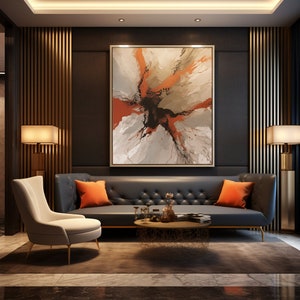 Pintura de arte abstrata contemporânea moderna em laranja, ferrugem, castanho, bege e marrom - download de impressão digital para telas e pôsteres