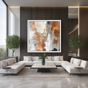 Moderne abstrakte Kunst in Rost, Taupe und Weiß für Ihre Leinwände und Poster