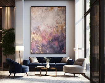 Abstract Modern Art Print: Lavender, Pink, Taupe & Dark Purple (Digital Download)