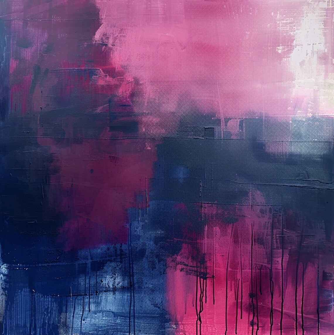 Magenta and Navy Blue Contemporary Abstract Wall Art Digital Download ...