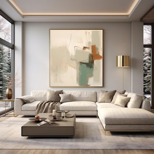 Modern Abstract Digital Art Print: Beige, Tan, Rust & Mint Sage Green (Digital Art Download)