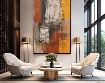 Modern Abstract Art Print: Mustard, Rust, Beige (Digital Download
