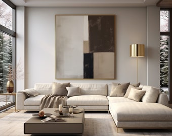 Abstract Wall Art Print: Brown Beige Black Tan Modern Painting (Digital Download)