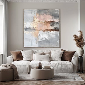 Arte de pared abstracto en oro rosa y gris: descarga digital.