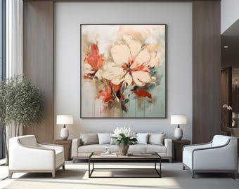 Ivory Cream Flower Abstract Art Print: Modern Wall Decor (Digital Download