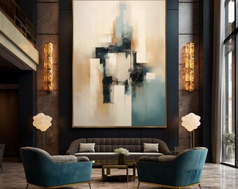 Modern Digital Wall Art: Beige, Aqua Teal Green, Cognac (Digital Download)