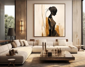 Femininity in Black & Beige Abstract Art Print (Digital Download)
