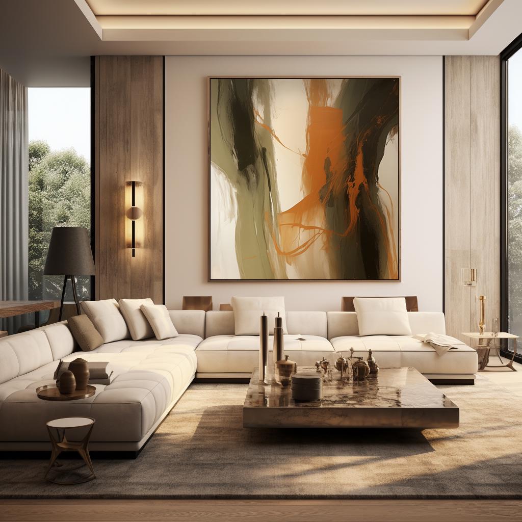 Abstract Wall Art Print: Olive Green, Beige & Rust (Digital Download