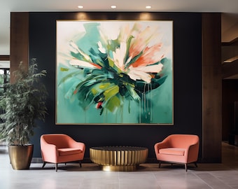 Jade Green Abstract Flower Art: Modern Digital Print (Download)