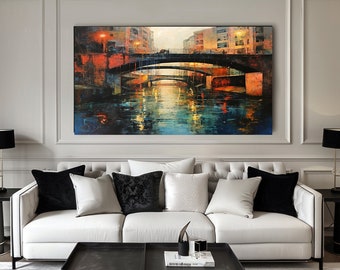 Bridge Over Water Modern Contemporary Abstract Wall Art Painting - Digital Print Download for Canvases and Posters