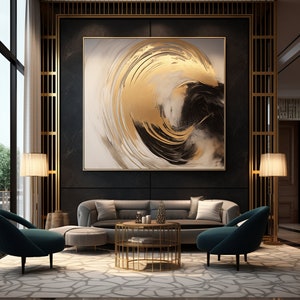 Beige, schwarz, und gold moderne zeitgenössische abstrakte Kunst Wandbild Digitaldruck für Leinwände und Poster