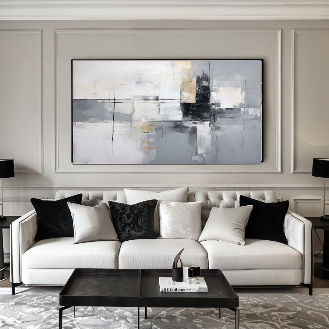 Gray, Black and White Contemporary Abstract Wall Art Digital Download ...
