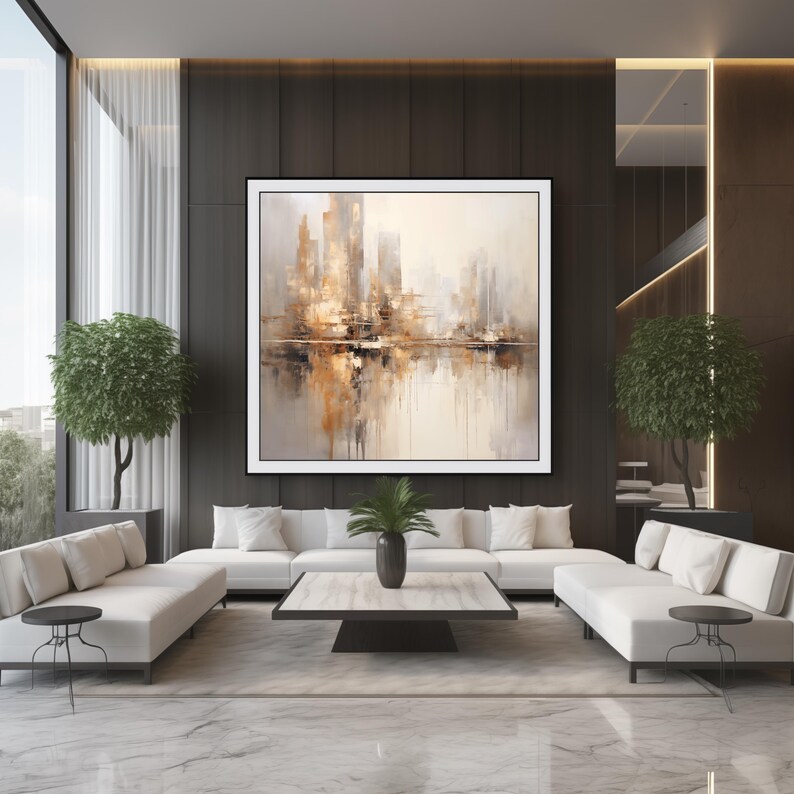Abstract Cityscape Art Print: Modern Coastal Wall Decor (digital ...