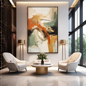 Beige, Senf, Rost, grün & schwarz moderne zeitgenössische abstrakte Kunst Wandbild Digitaldruck für Leinwände und Poster