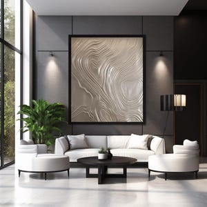 Pintura abstracta contemporánea moderna en plata para pared, impresión digital, descarga para lienzos y carteles