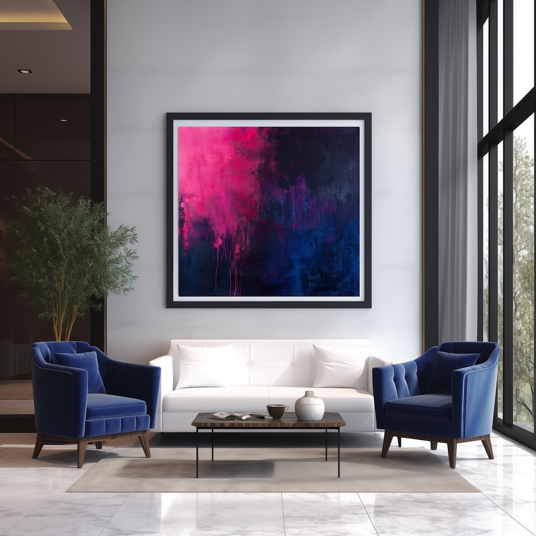 Magenta & Navy Abstract Art Print: Modern Wall Decor (digital Download ...