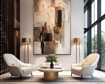 Taupe Brown, Beige, Black & Bronze Modern Contemporary Abstract Wall Art Painting Digital Print Download for Canvases and Posters