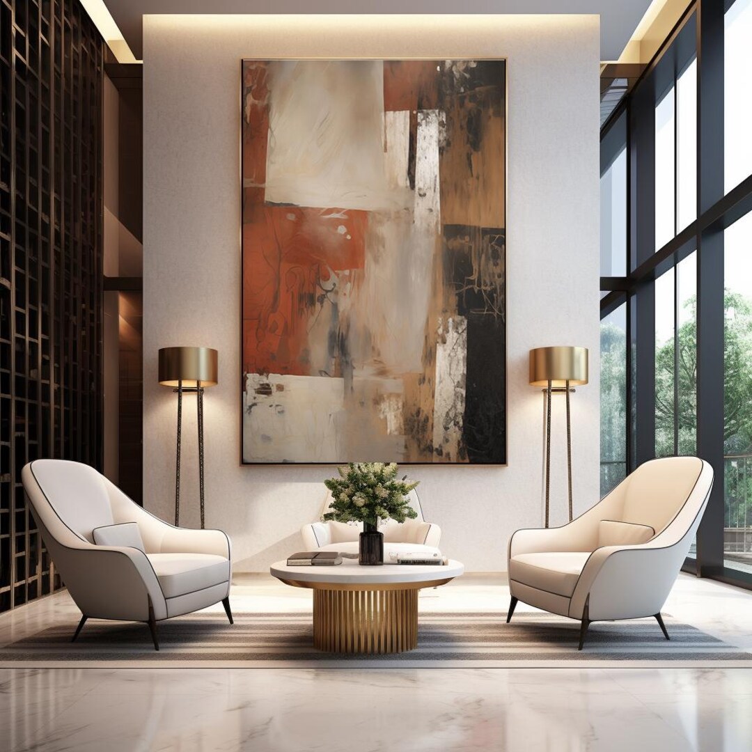 Abstract Wall Art Print: Red, Brown, Black Painting (digital Download ...