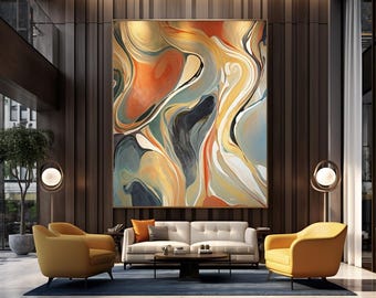 Modern Multicolored Abstract Art in Yellow, Red, White, and Blue