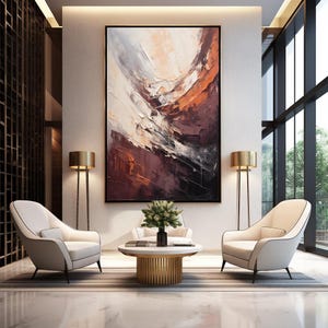 Abstract Wall Art Print: Burgundy, Rust, Beige & Gray (Digital Download)