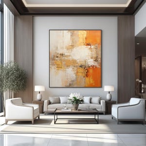 Orange, Gold, Beige, und Hellbraun moderne zeitgenössische abstrakte Kunst Wandbild Digitaldruck für Leinwände und Poster