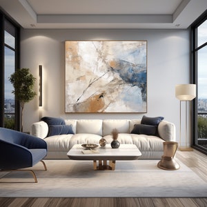 Blau Beige Moderne abstrakte Kunst Gemälde Digitaldruck für Leinwände und Poster