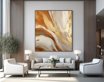 Modern Abstract Digital Art: Burnt Orange Rust, Beige, and Gold (Digital Download)