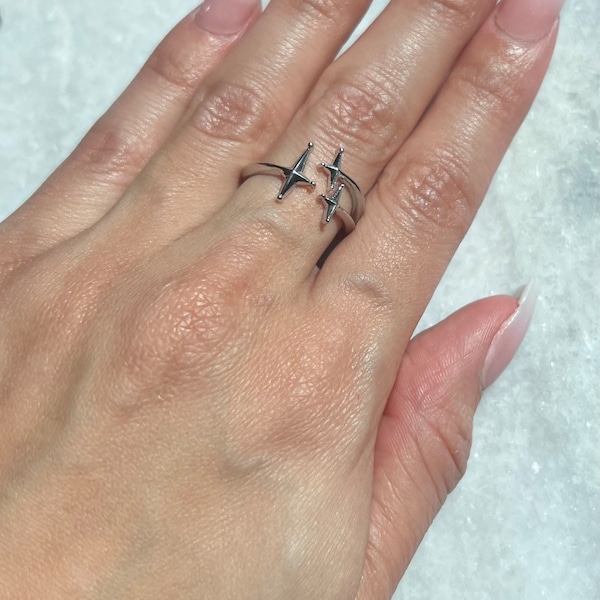 Stainless steel adjustable 4 point Isotoxal star ring | Star jewelry | gifts for her | razzle dazzle ring | Isotoxal star