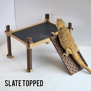 Fully Adjustable Reptile Basking Area | Slate topped | XLarge basking spot for bearded dragons