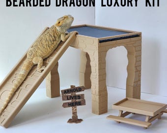 Bearded Dragon Castle Basking Platform Kit: Magnetic Legs, Food Safe PLA