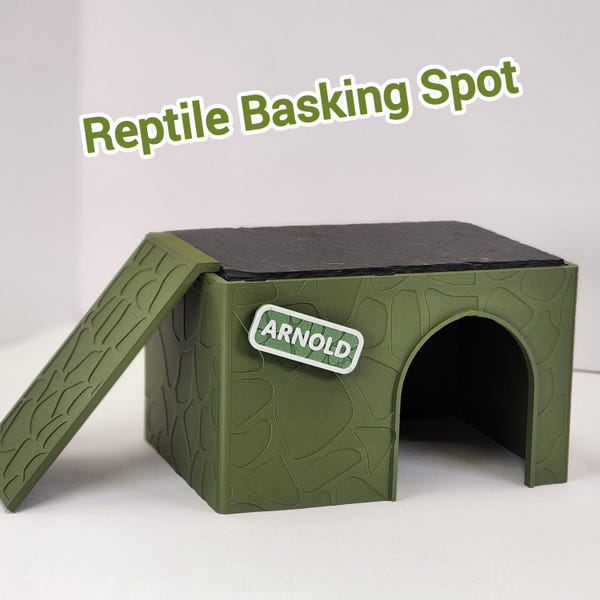 Slate Reptile Basking Spot with Ramp: Personalized Name Sign