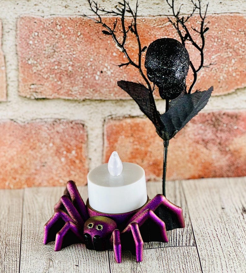 Handmade Purple Resin Spider Tea Light Holder - Halloween Decor - Etsy ...