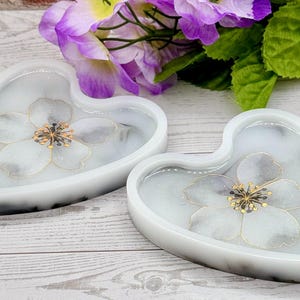 Heart And Flower Coaster Set- Black And White-Handmade From Resin