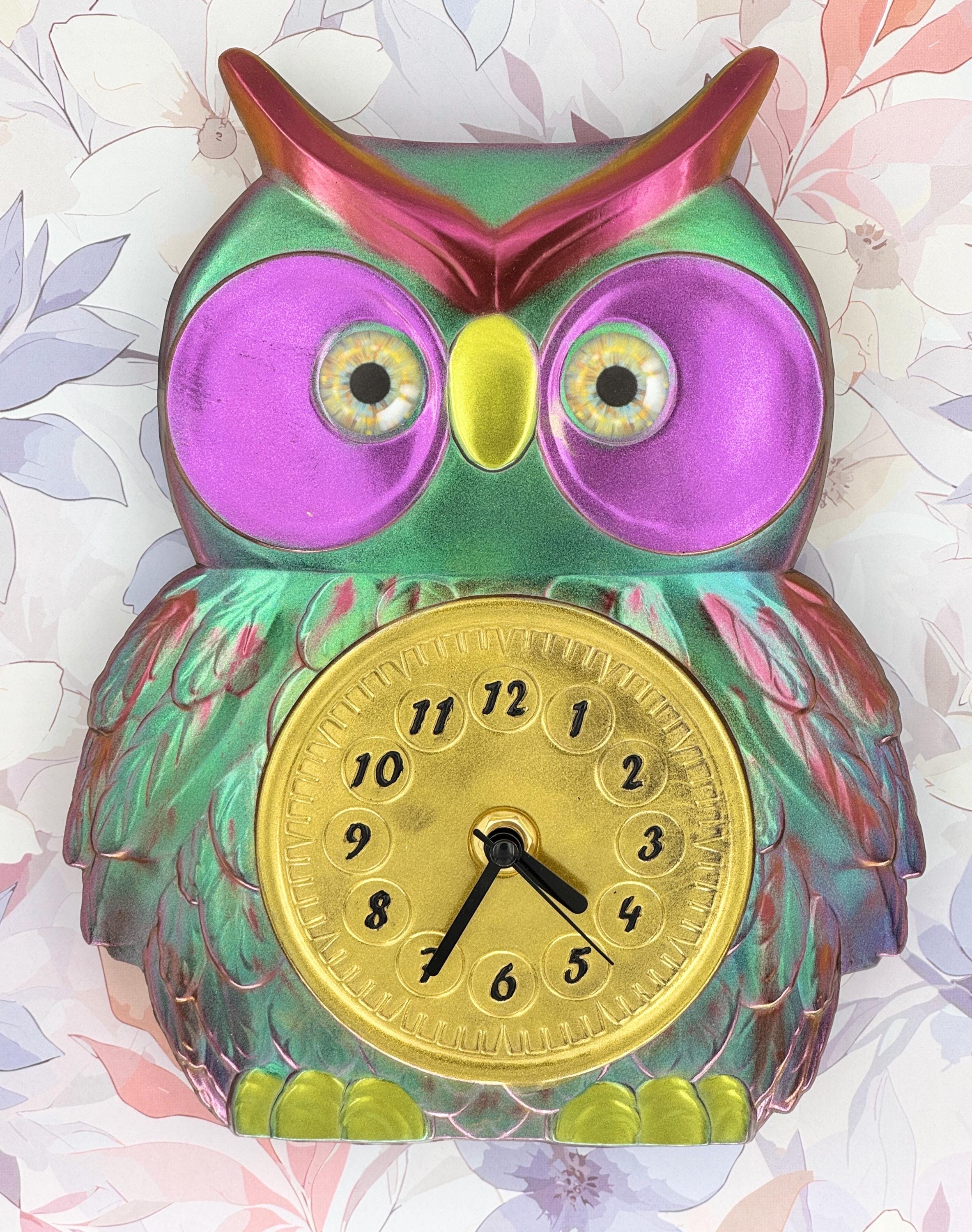 Owl Wall Clock- Color Shifting Wall/Home Decor- Handmade From Resin