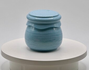 Handmade Blue Resin Storage Jar: Marbled Trinket Container