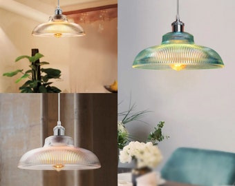 Stylish glass pendant light, clear glass shade industrial ceiling lamp, modern home decor