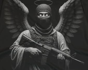 Street Style Statue Angel PNG, Halftone DTF File for Bold Warrior-Themed Apparel