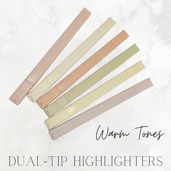 Aesthetic Highlighters - Warm Tones - Dual tip markers for coloring planner and bullet journaling - neutral highlighters