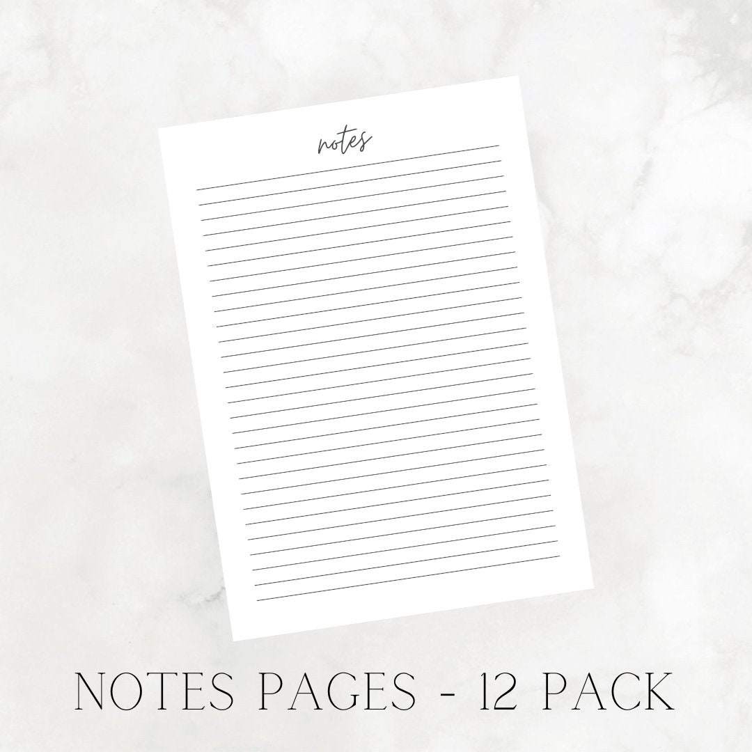 12 Pack Notes Pages Refill Pack for A5 Binder Aesthetic Journal Paper ...