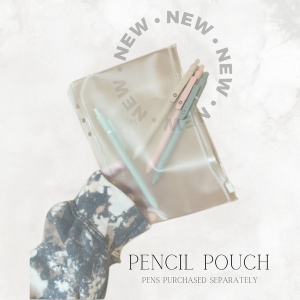 Translucent pencil zipper pouch for A5 refillable planner - clear pen case for binder journal