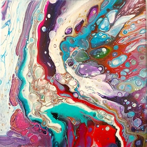 Peinture acrylique tourbillon océan, oeuvre d&#39;art fluide abstrait sur toile, peinture abstraite flux cosmique, oeuvre d&#39;art acrylique pour décoration moderne